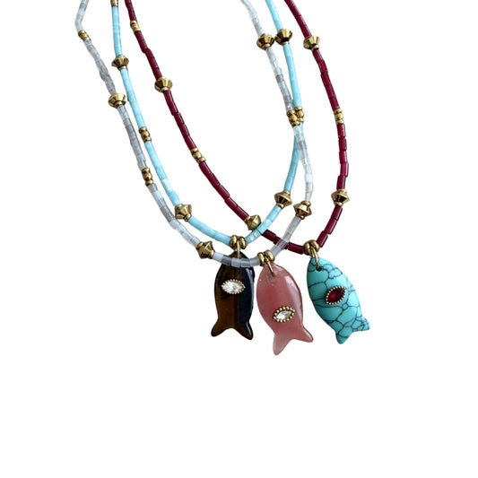 Fish Quartz Pendant necklace
