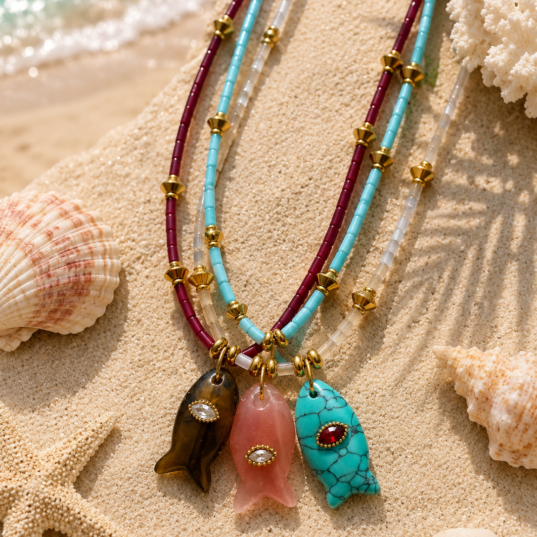Fish Quartz Pendant necklace